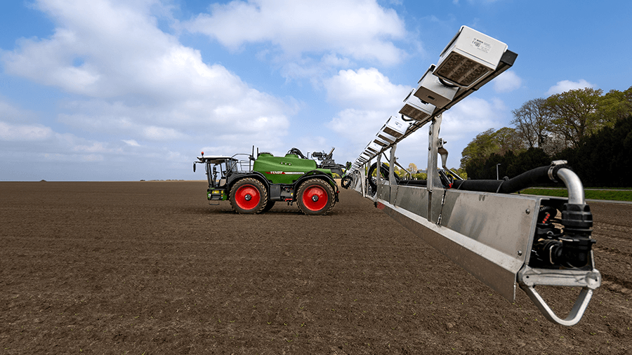 A Fendt Rogator crop sprayer equipped with the Smart Spraying Solution from Bosch BASF Smart Farming.